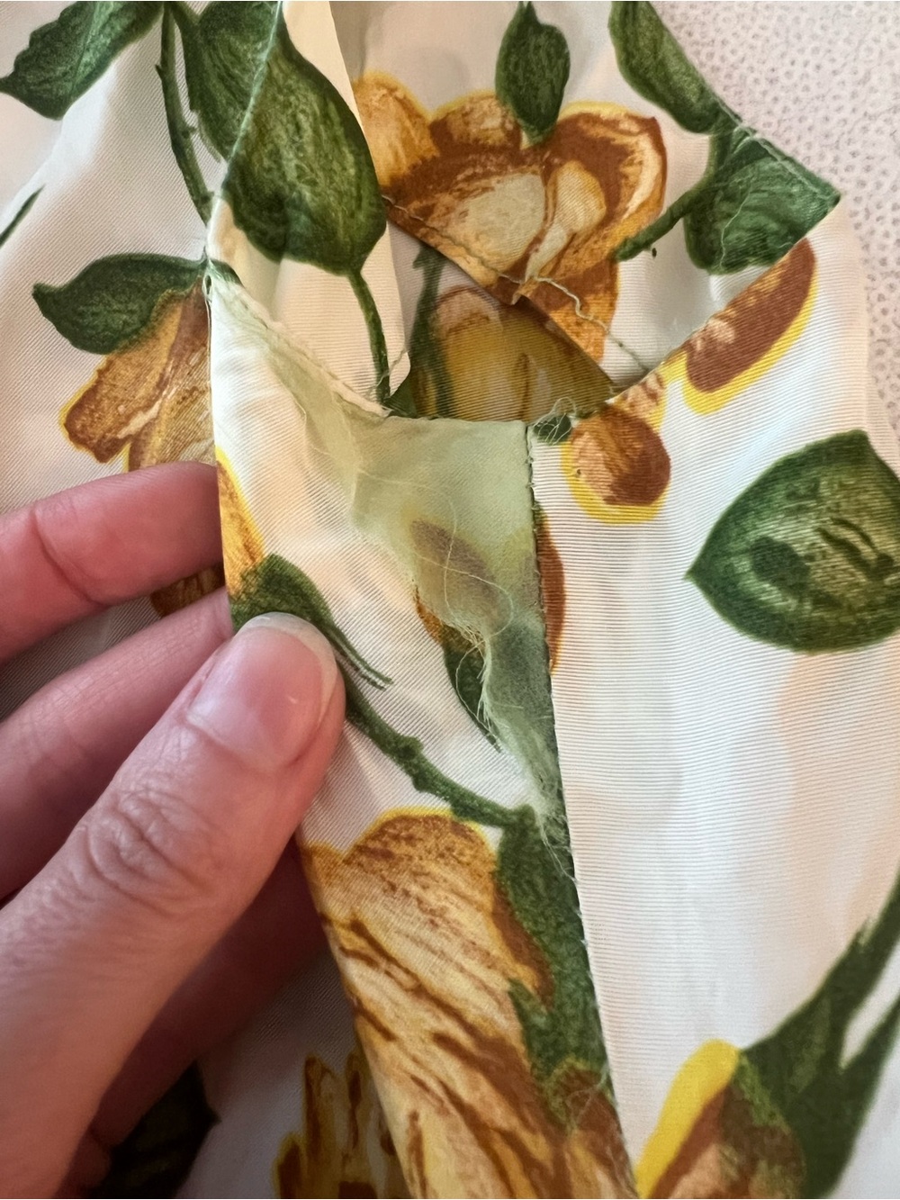 Vintage 1950s Yellow Rose Floral Cocktail Fit and Flare Dress with Green Chiffon - Picture 11 of 14
